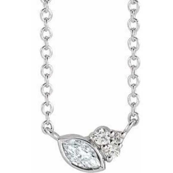 Sterling Silver Natural White Sapphire & .03 CTW Natural Diamond 18